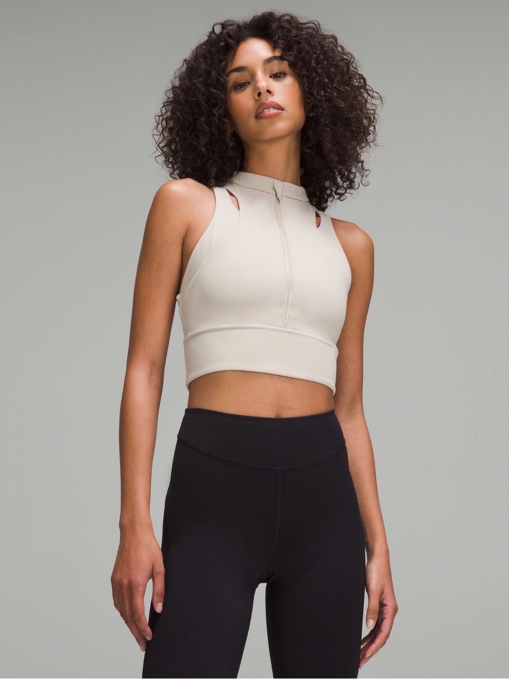 Lululemon Nulux Cropped Half Zip Track Tank Top